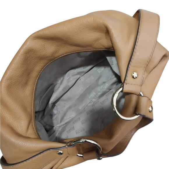 MICHAEL KORS! WARM PECAN BROWN/TAN PEBBLED GENUINE LEATHER HANDBAG, PURSE, BAG! - Picture 10 of 12